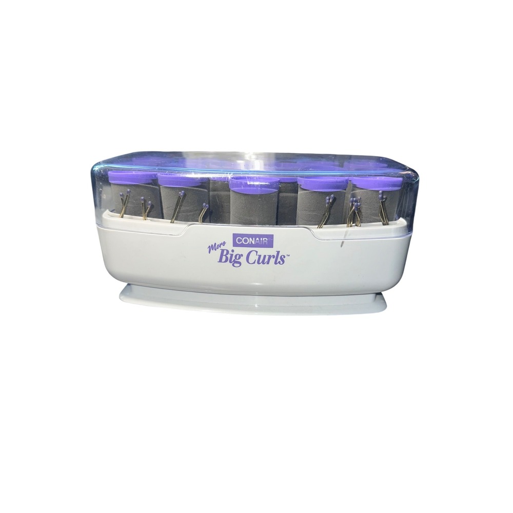 Conair More Big Curls 12 Roller Hair Setter Purple White Electric Hot Rollers